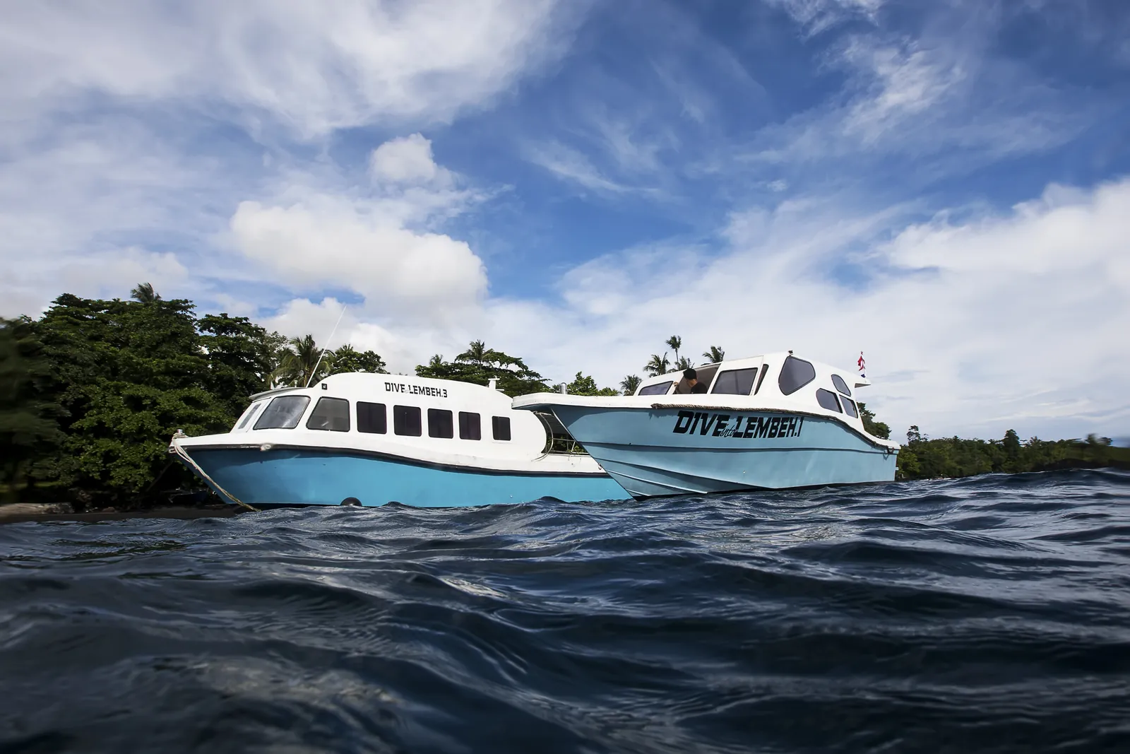 Two of our three dive boats on the strait